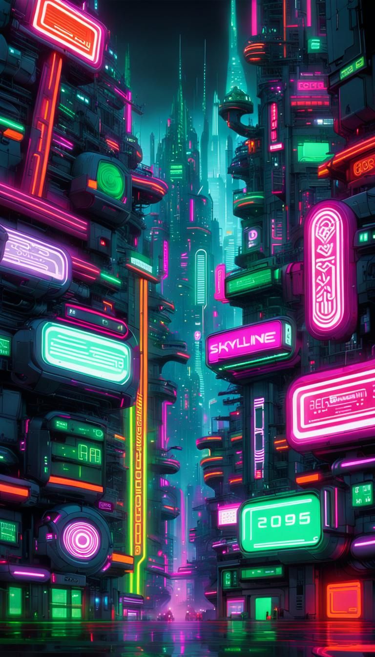 Futuristic Cyberpunk Cityscape at Night