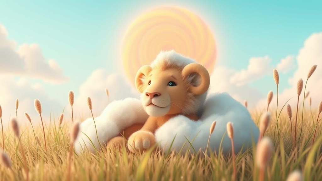 Fluffy Cloud Lion Cub in Candy Meadow