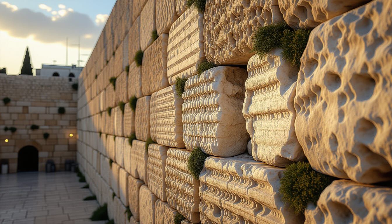 Western Wall Stones in Neo-Impressionist Style
