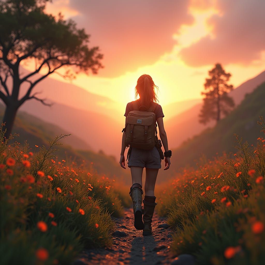 Surreal Nature Escape in Vibrant Sunset Hues