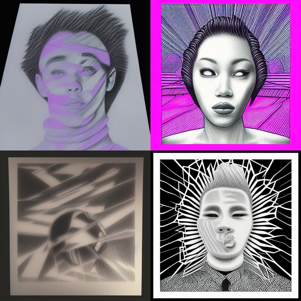 Vaporwave Album Art in Pencil Drawing