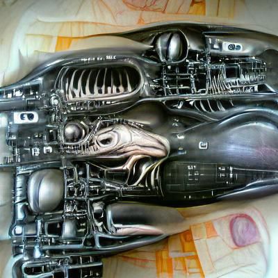 Biomechanical Spaceship in Giger Style