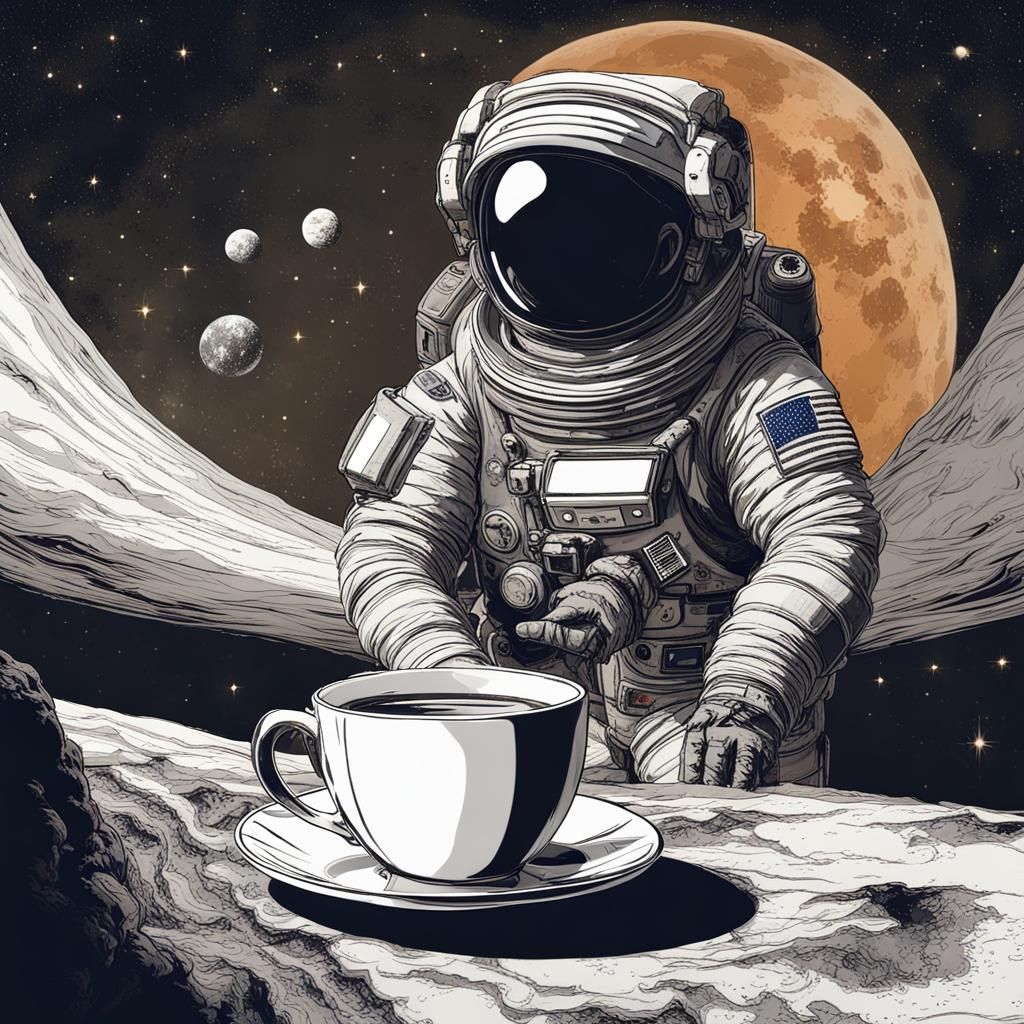Astronaut's Coffee Break in Outer Space