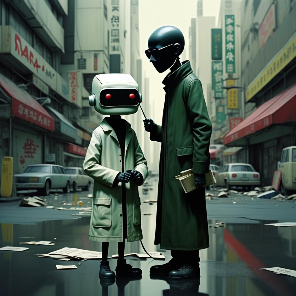 Figures Trapped in Matrix: Magicpunk Art