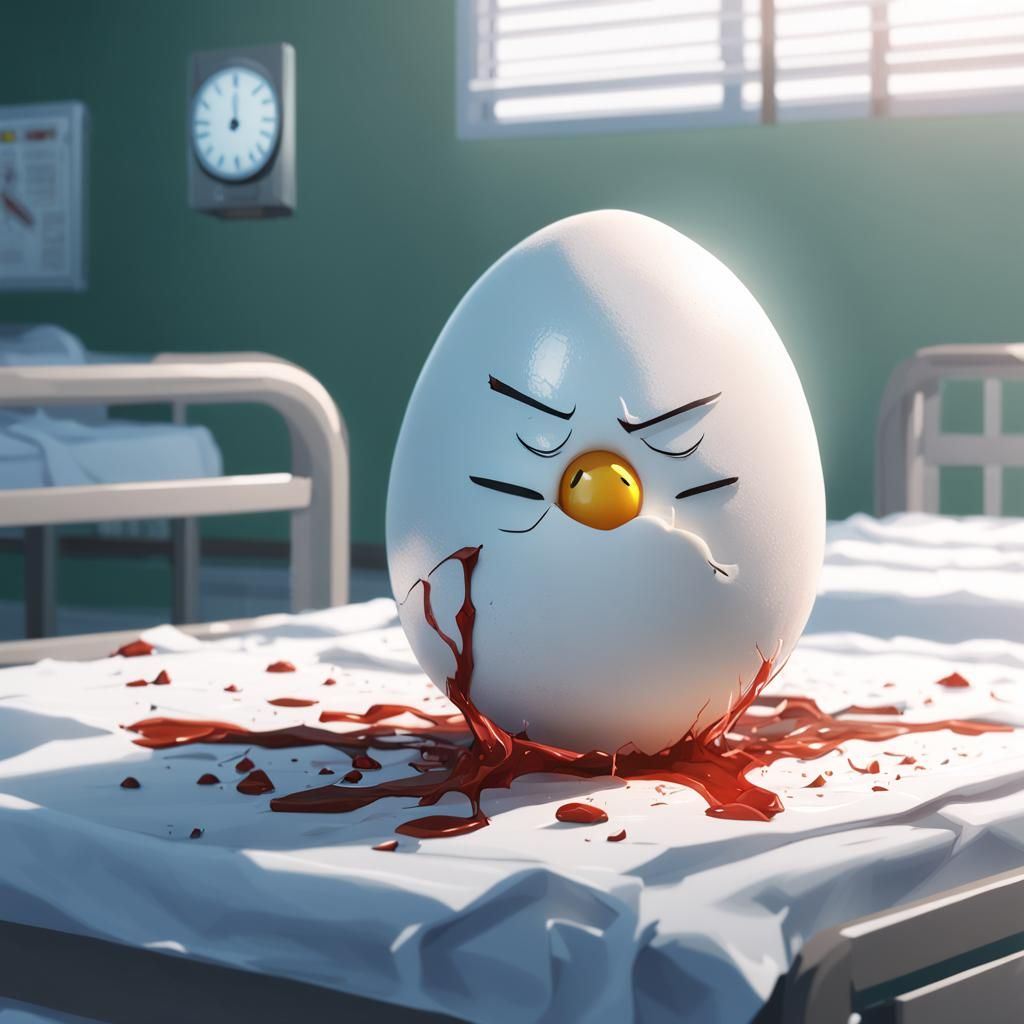 Angry Egg Suffocates Egg: 3D Anime Art