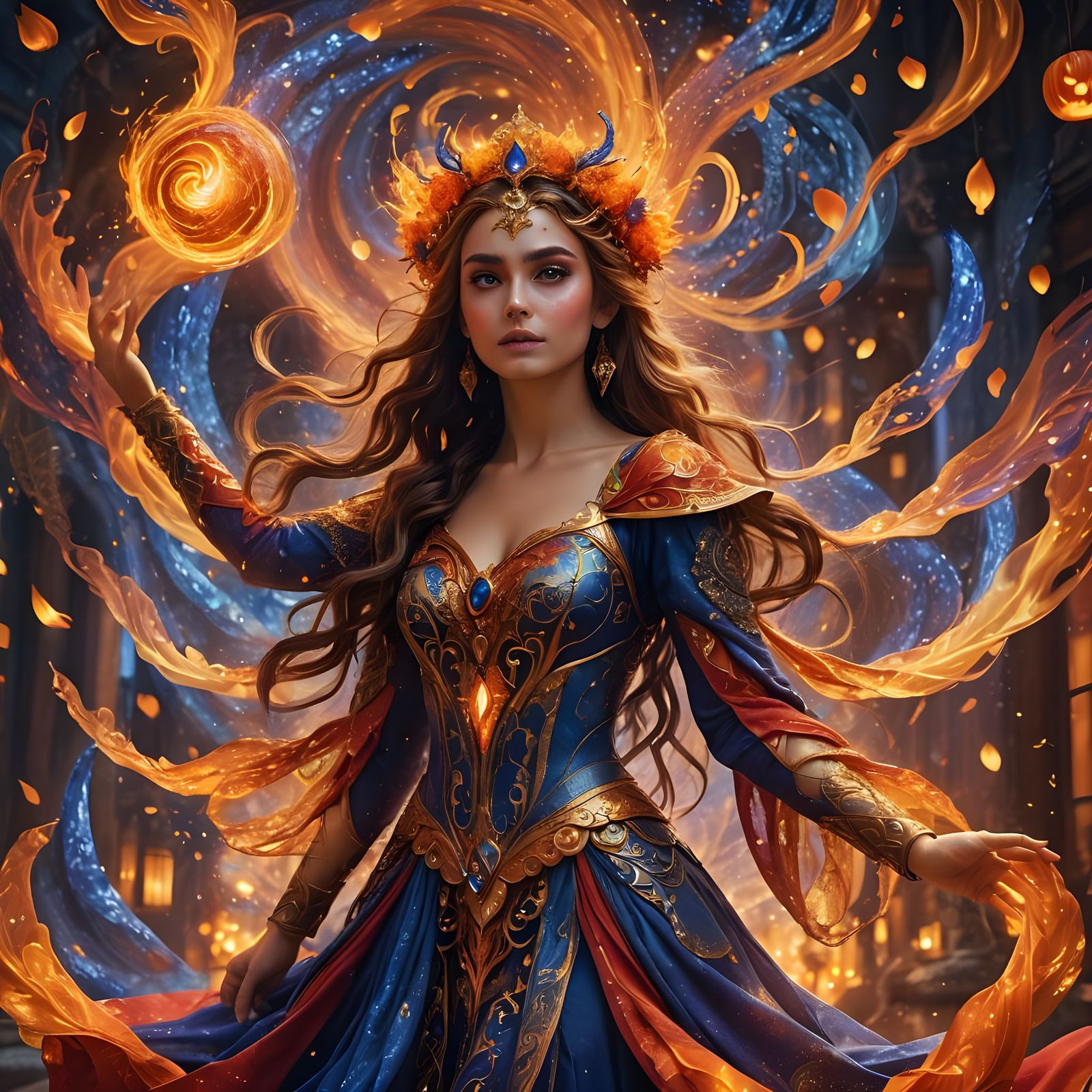 Enchanting Fiery Girl Ready for Halloween