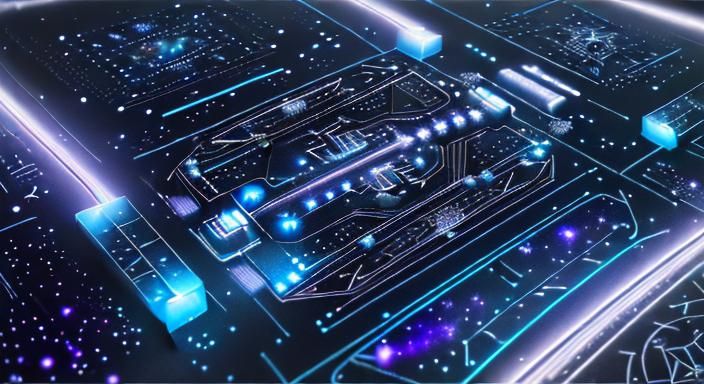 Electronic Universe with Circuit Board Design in Space