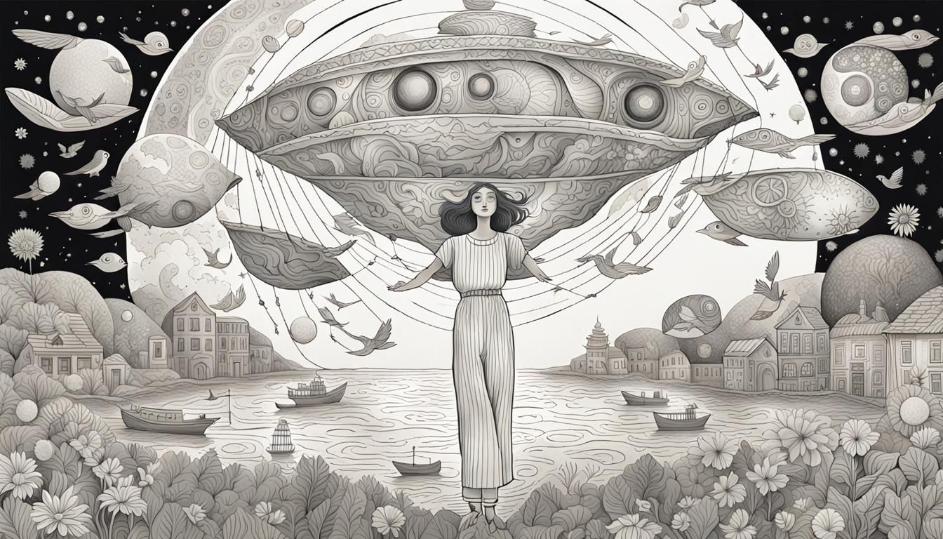 Woman Holds the Cosmos: Surreal Watercolor Art