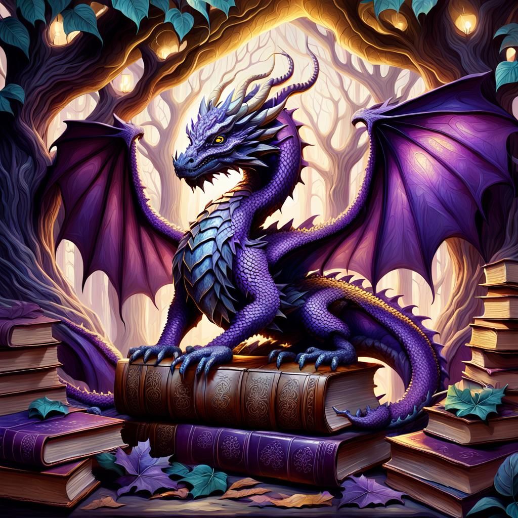 Purple Dragon and Tree of Life Oil Painting