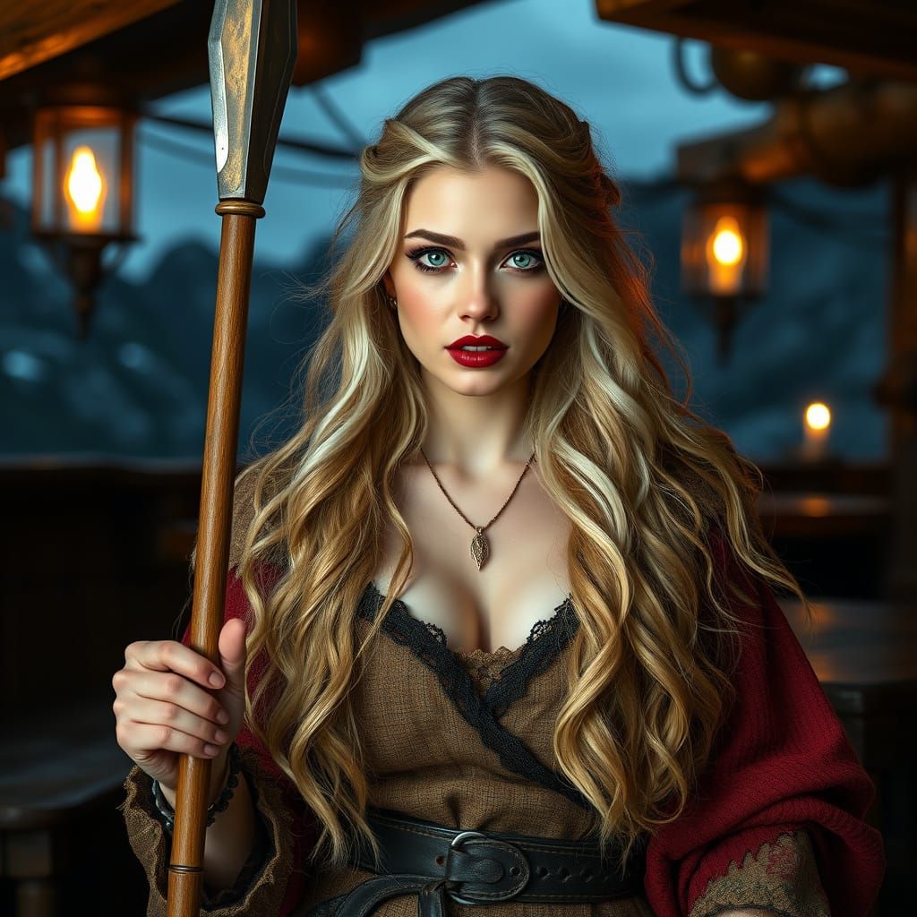 Viking Goddess with Ethereal Beauty and Glamorous Style