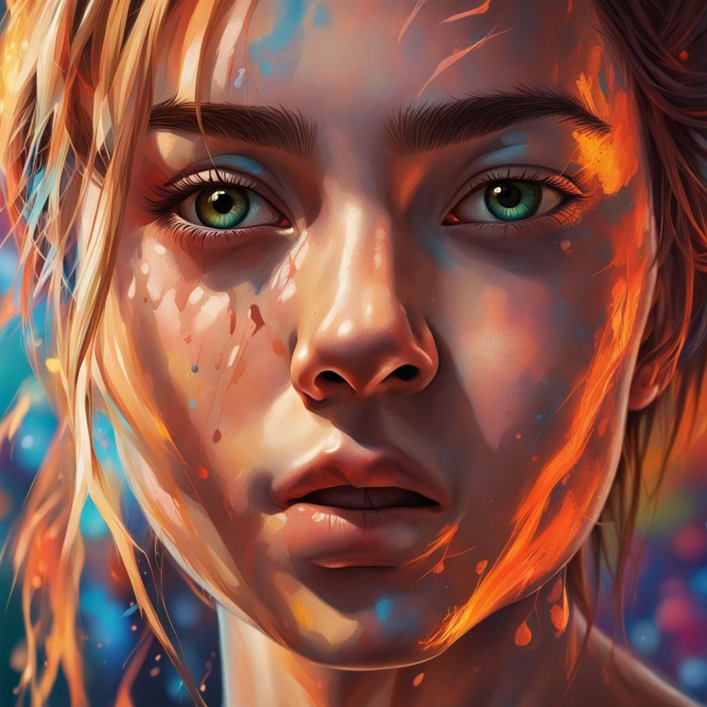 Hyperrealistic Close-Up of a Young Woman's Face