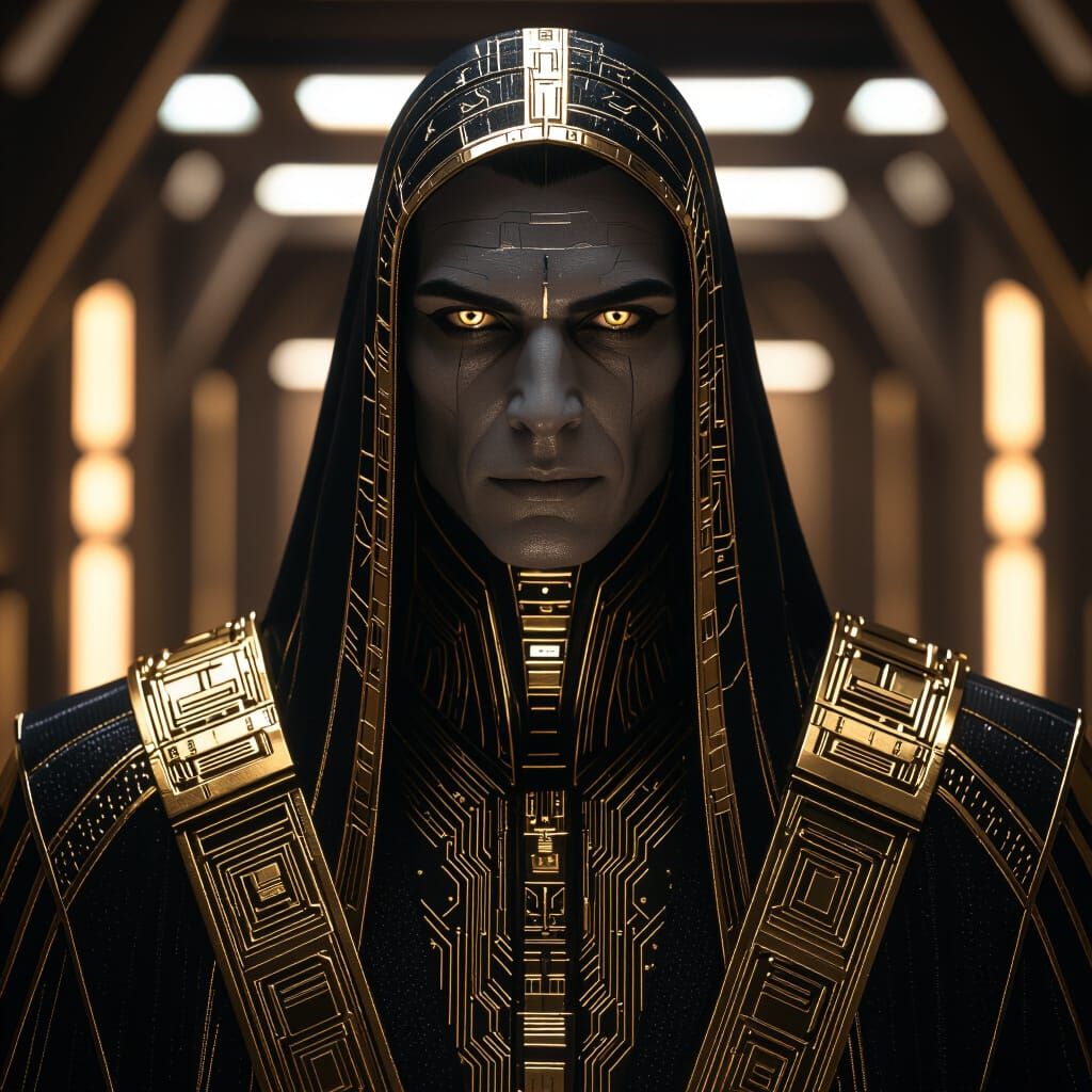 Enki: Anunnaki Master Scientist in Sci-Fi Portrait