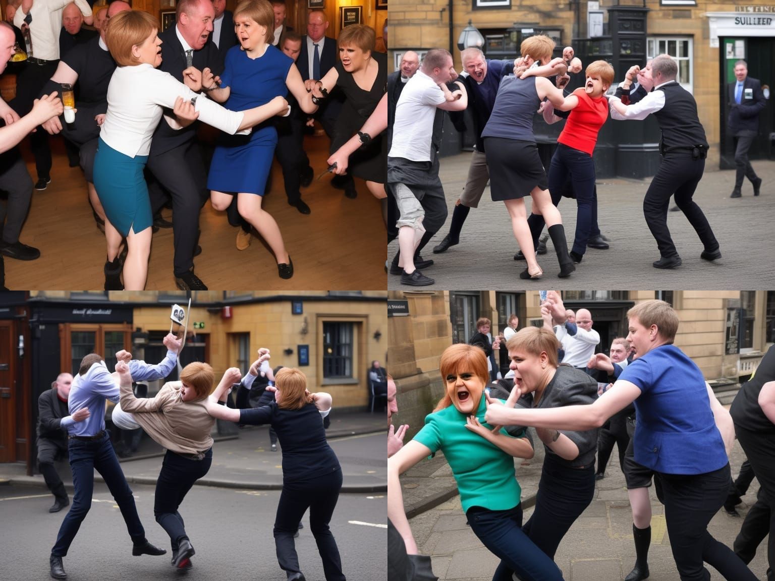 Cartoon Style Pub Fight Scene