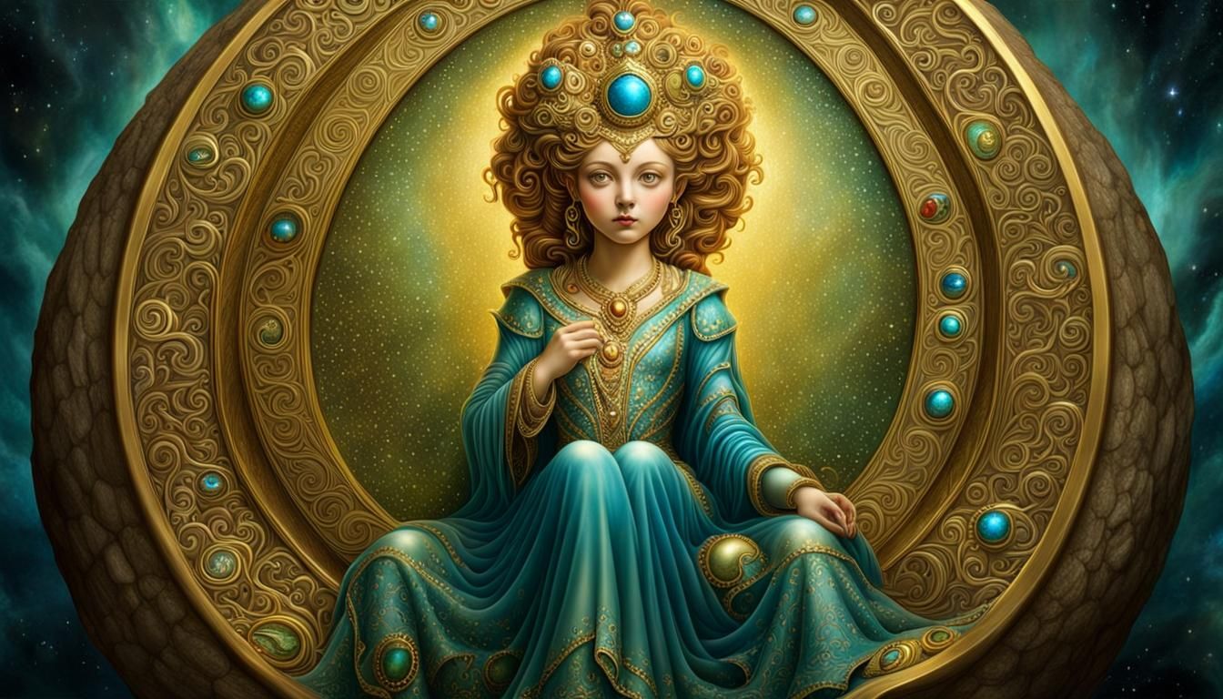 Fantasy Lady on Heart of Stone, Digital Art