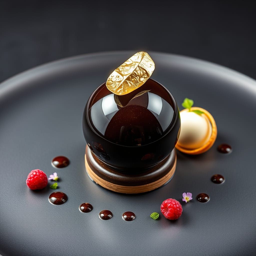 Exquisite Chocolate Dessert with Mirror Glaze in Studio Sett...