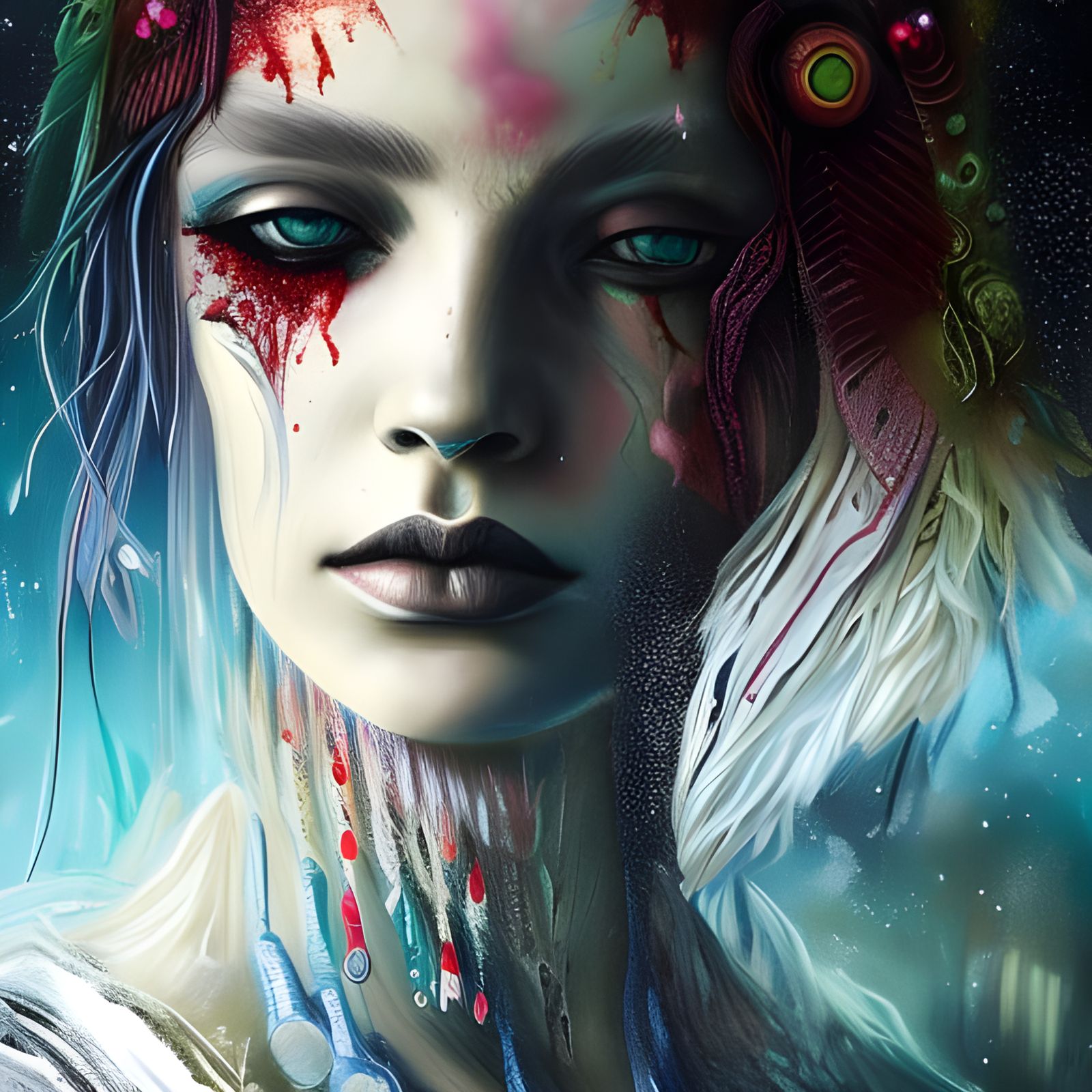 Biohazard Woman Close-up Portrait in Digital Art