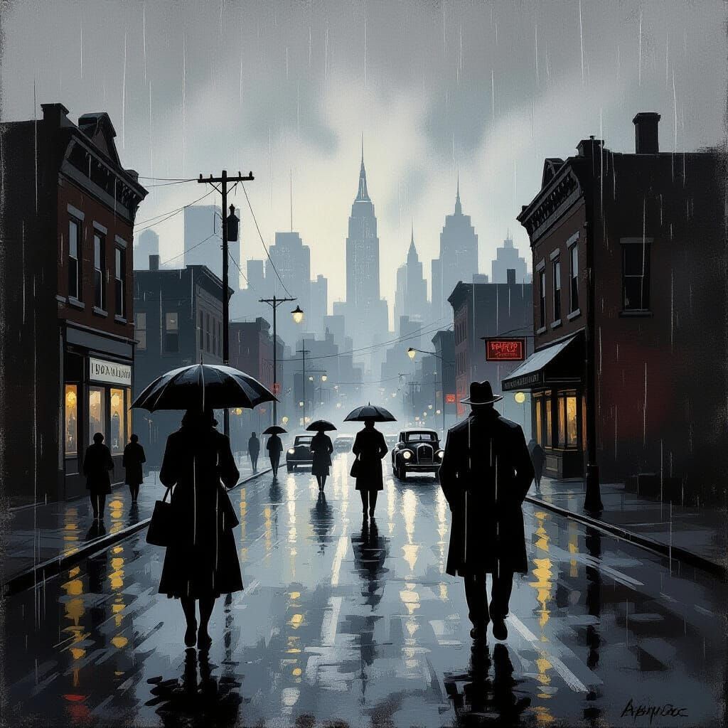 American Cityscape of Hardship and Struggle