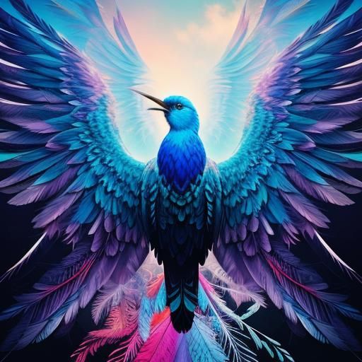 Hope: A Feathered Soul in Surreal Line Art