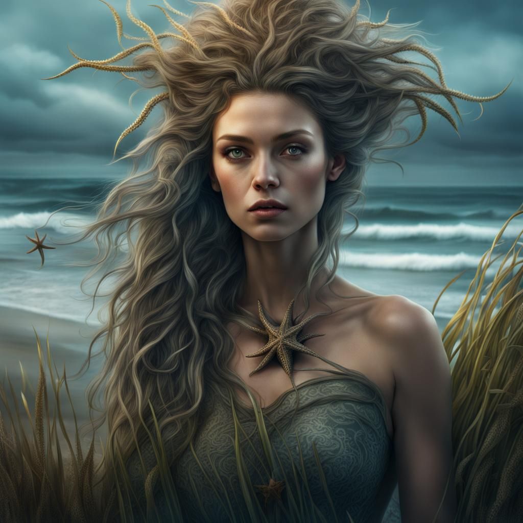 Ocean Witch Portrait in Digital Matte Painting Style