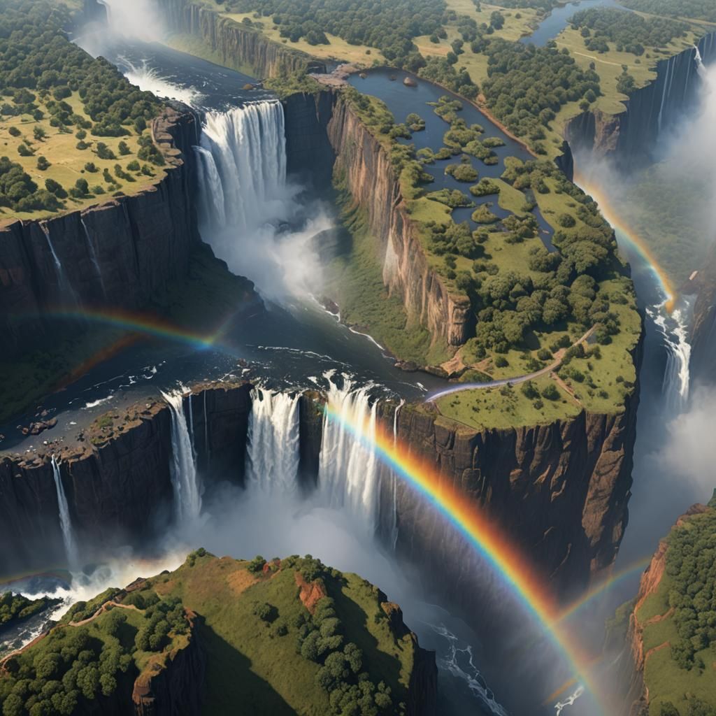 Victoria Falls Rainbow: Detailed Matte Painting