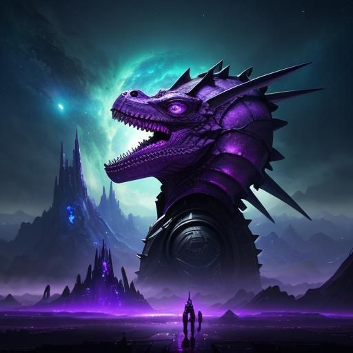 Purple Alien's First Spaceship Journey in Futuristic City