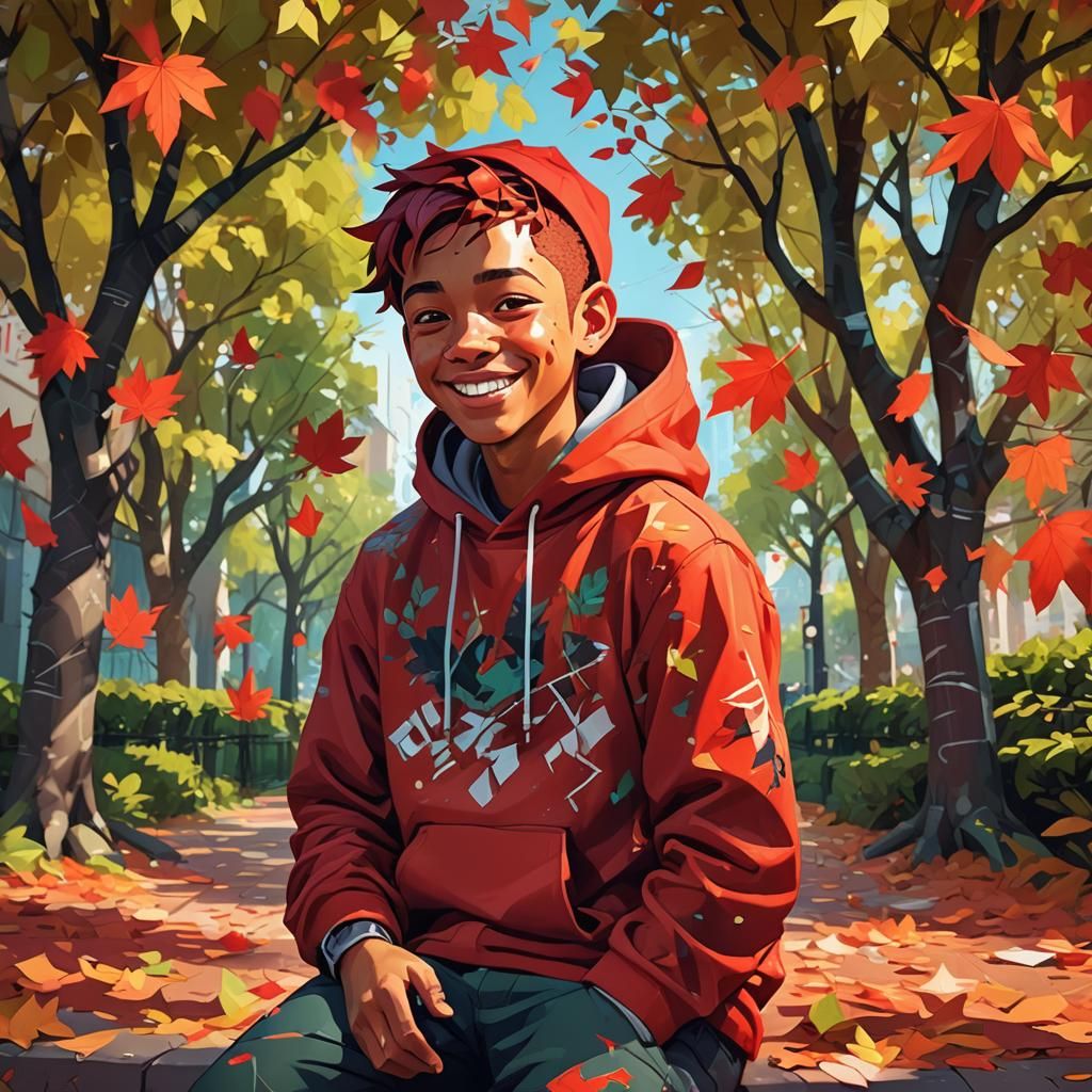 Smiling Boy with Graffiti, Digital Concept Art