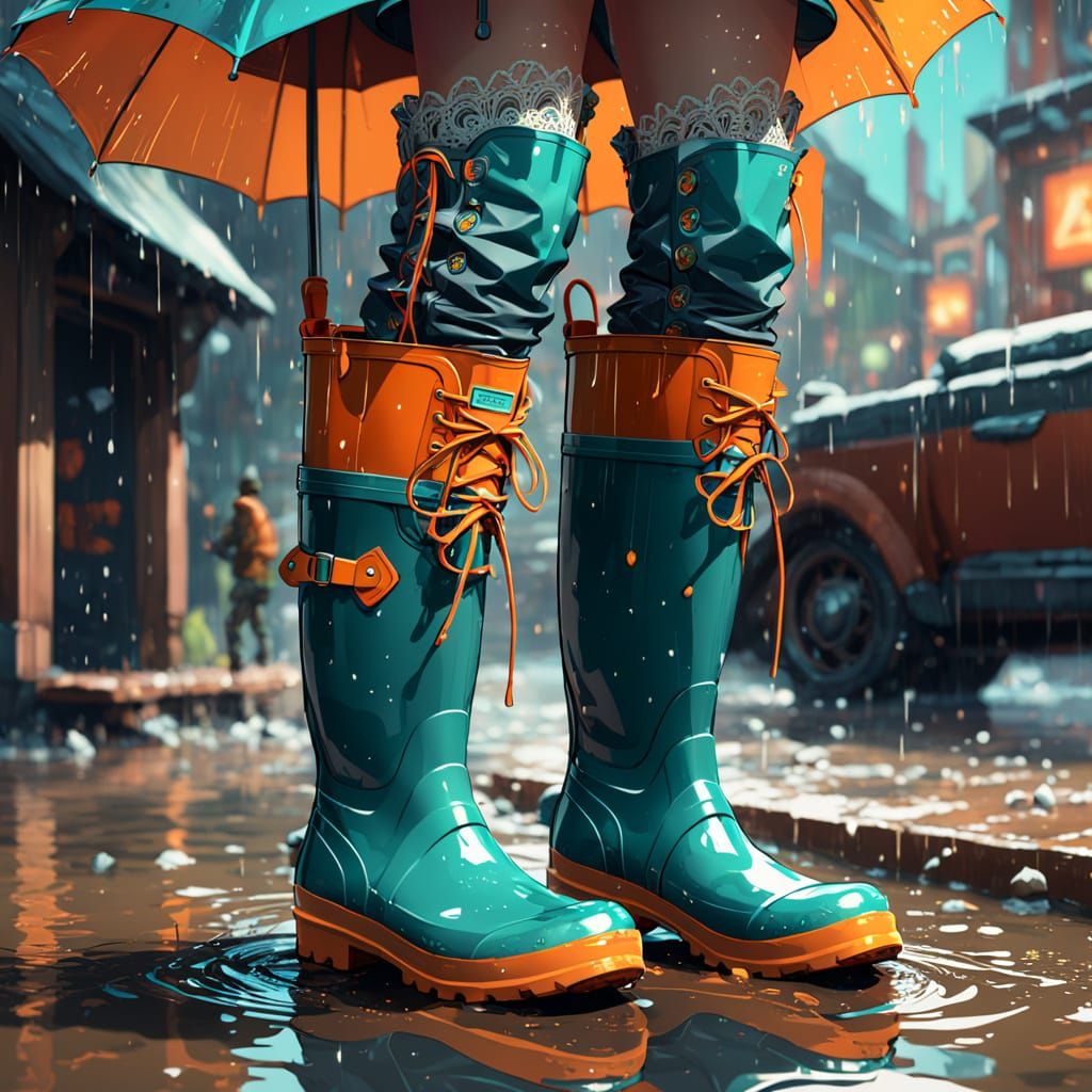 Detailed Rainboot Design in Greg Rutkowski Style