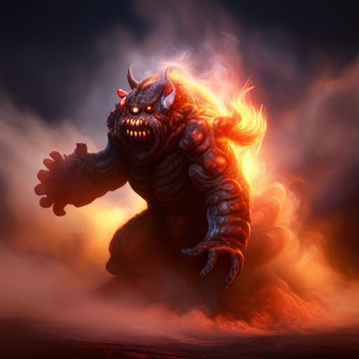 Fiery Smoke Cloud Monster Concept Art