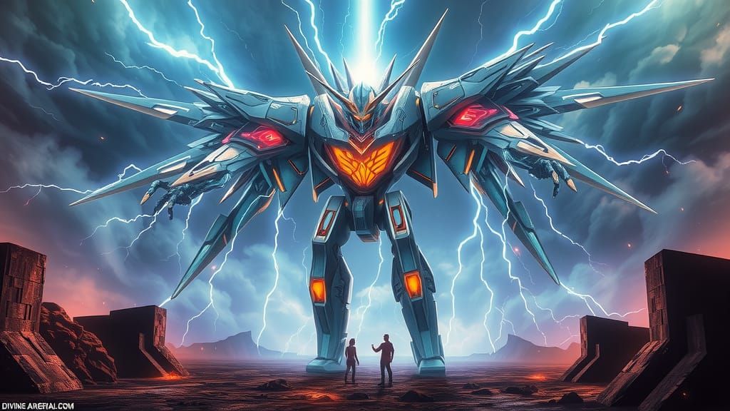 Cyberpunk Mech Ascends in Epic Yu-Gi-Oh! Duel Arena