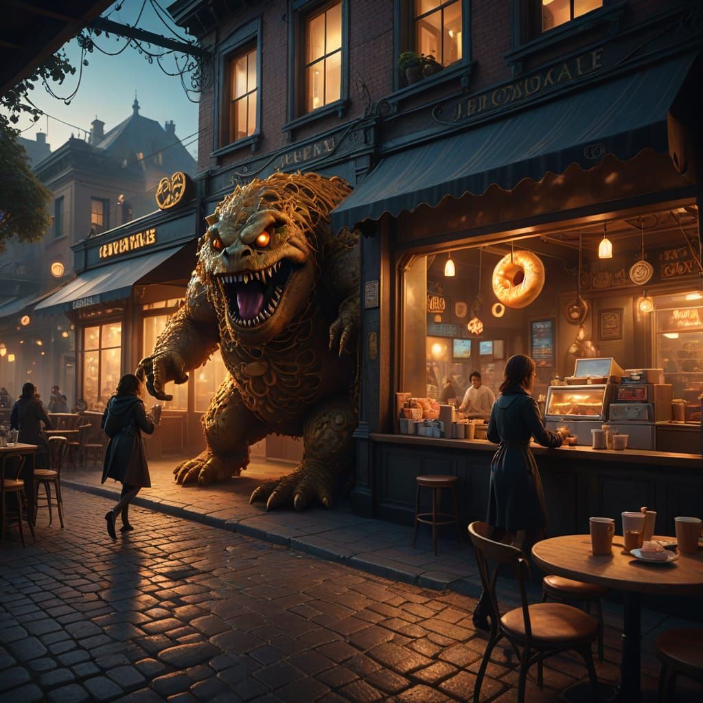 Bagel Monster Chases Woman in Haunted Cafe