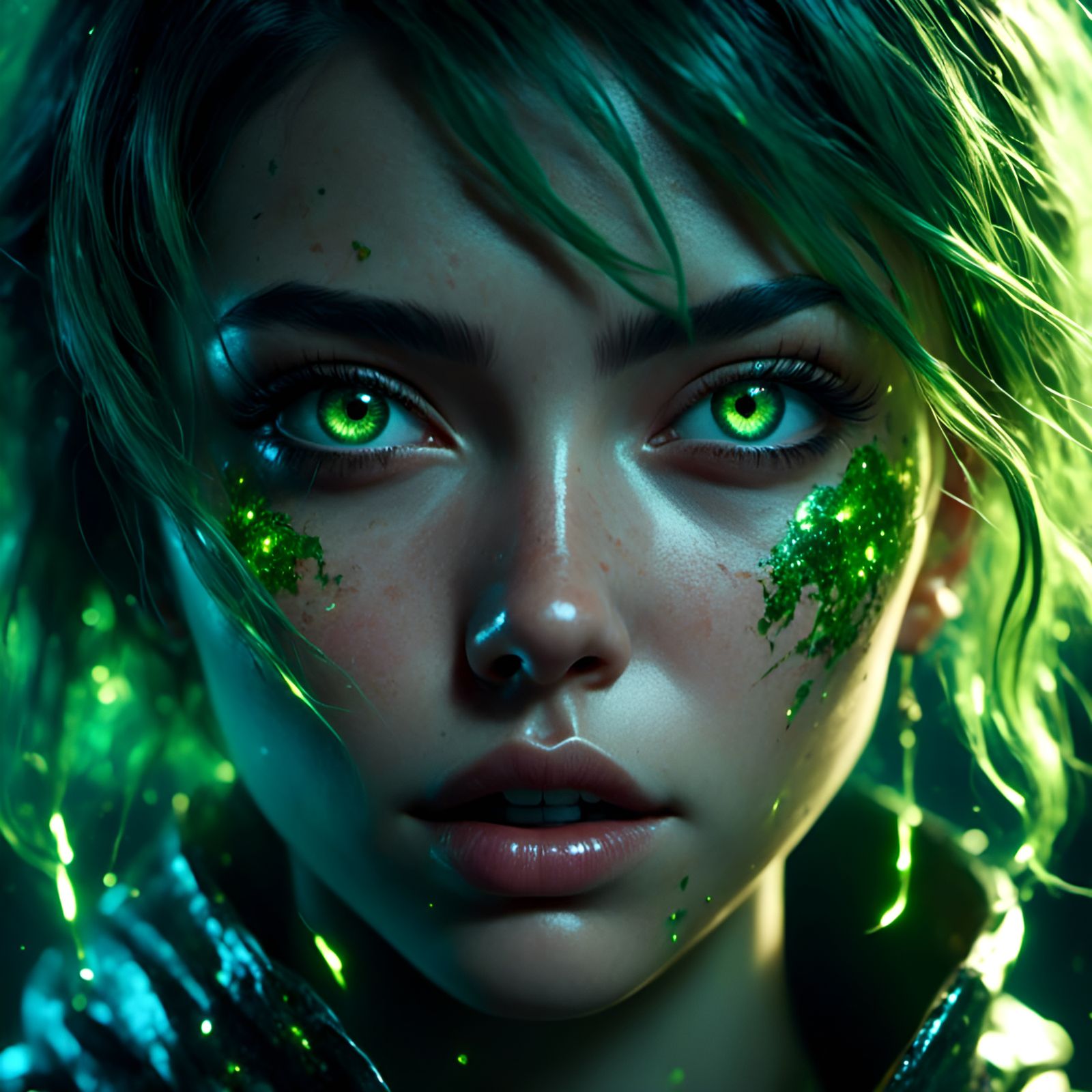 Alluring Anime Woman with Vivid Tattoos