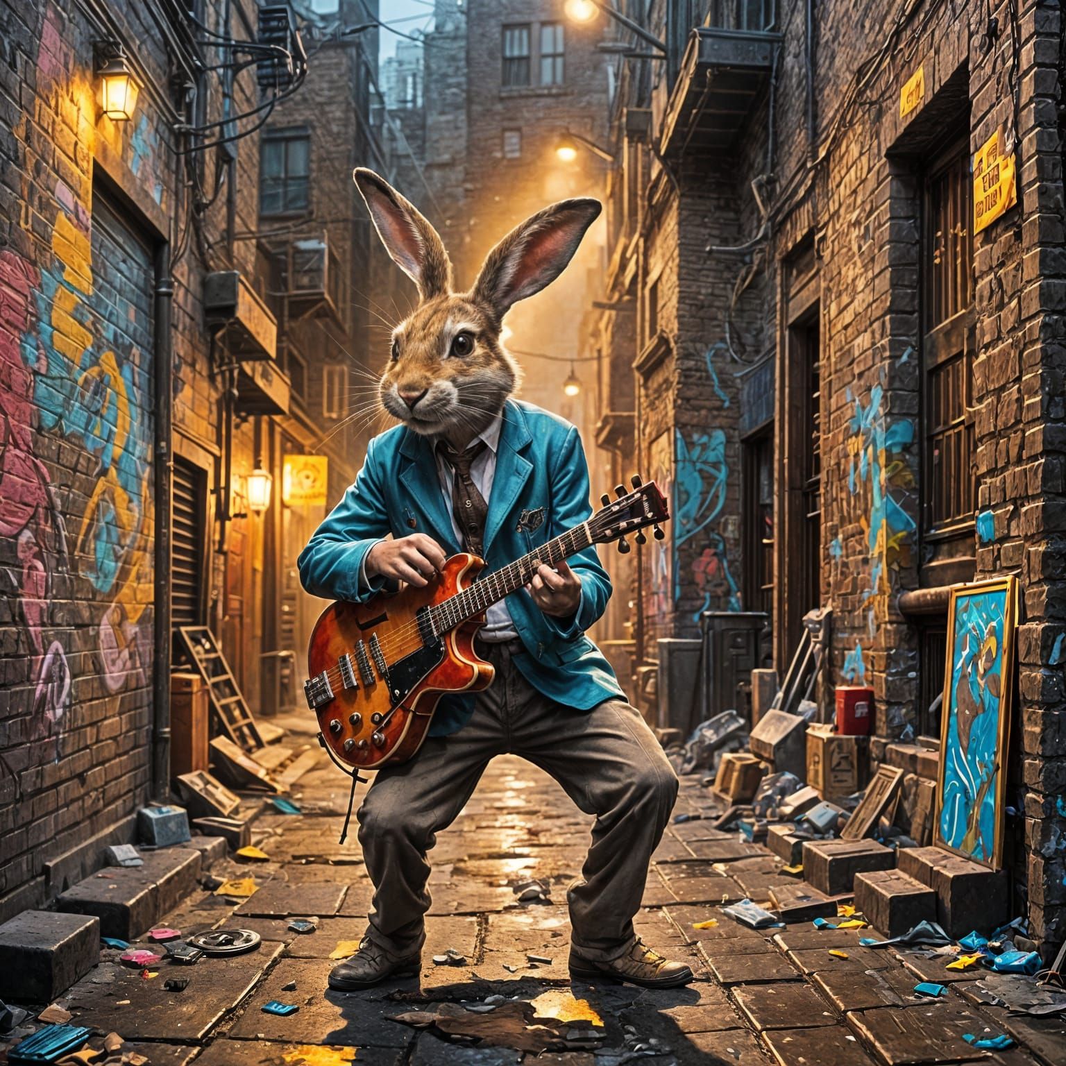 Jazz Rabbit in Polychromatic Graffiti Art