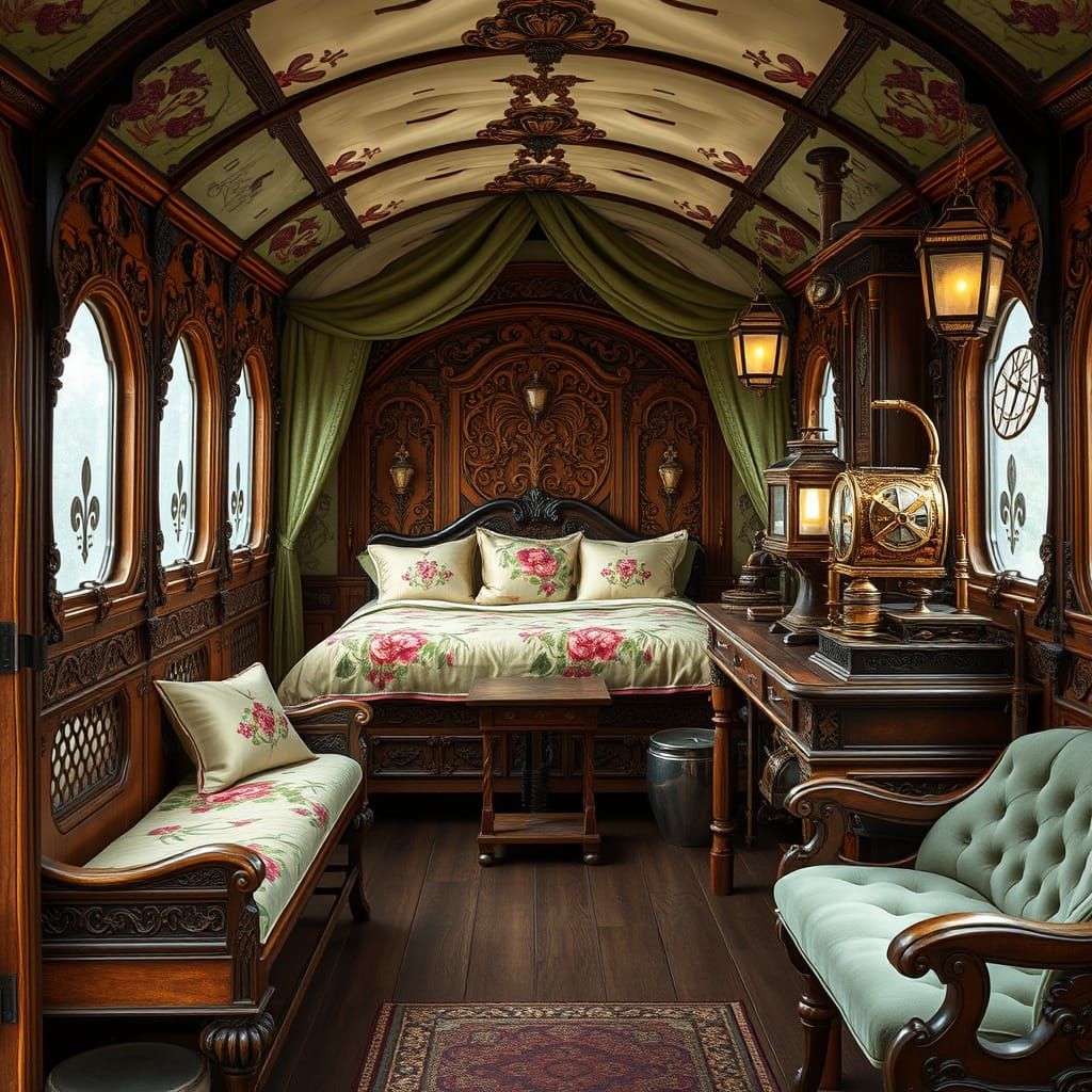 Steampunk Roma Wagon Caravan Interior