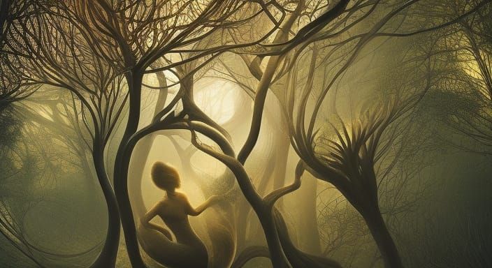 Winged Shadows in Warped Sunset Perspective