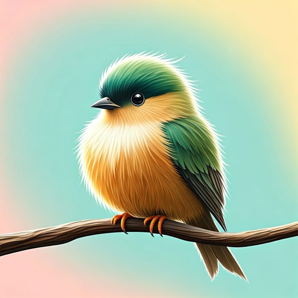Fluffy Bird in Pop Surrealist Style