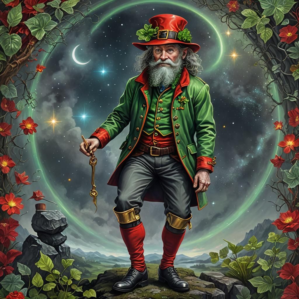 Holographic Leprechaun in Astral Cosmic Illustration