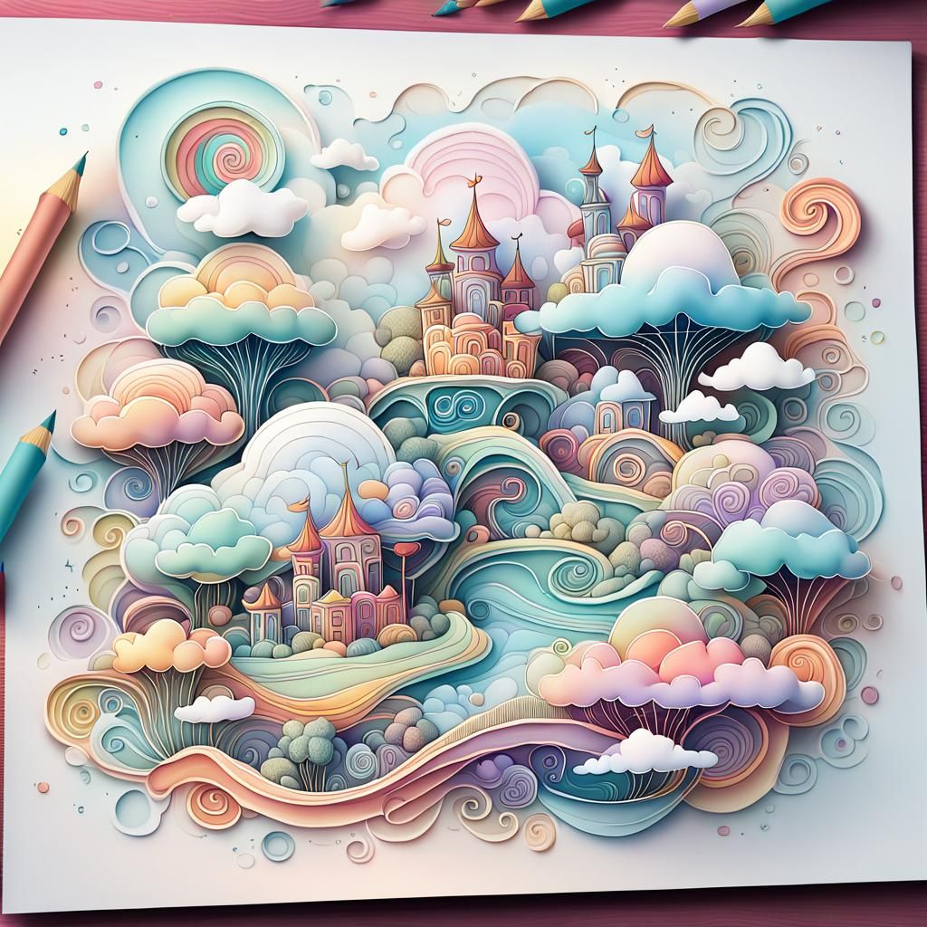Dreamy Swirly World with Floating Islands