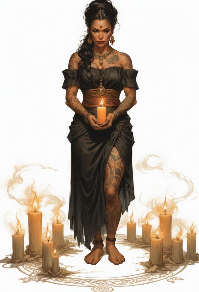Polynesian Sorceress in Heroic Fantasy Style