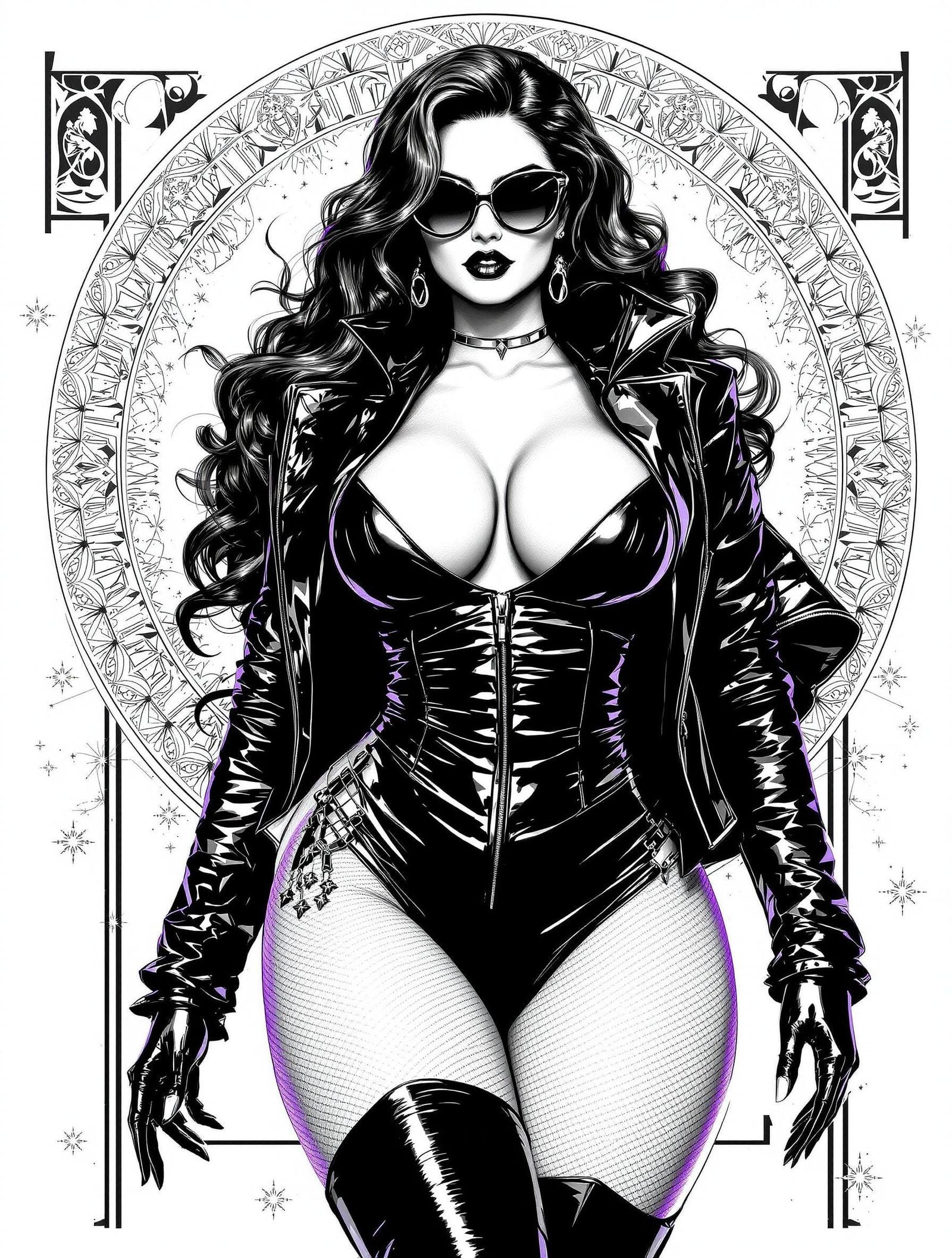 Regal Female Portrait in Cyberpunk Art Nouveau Style