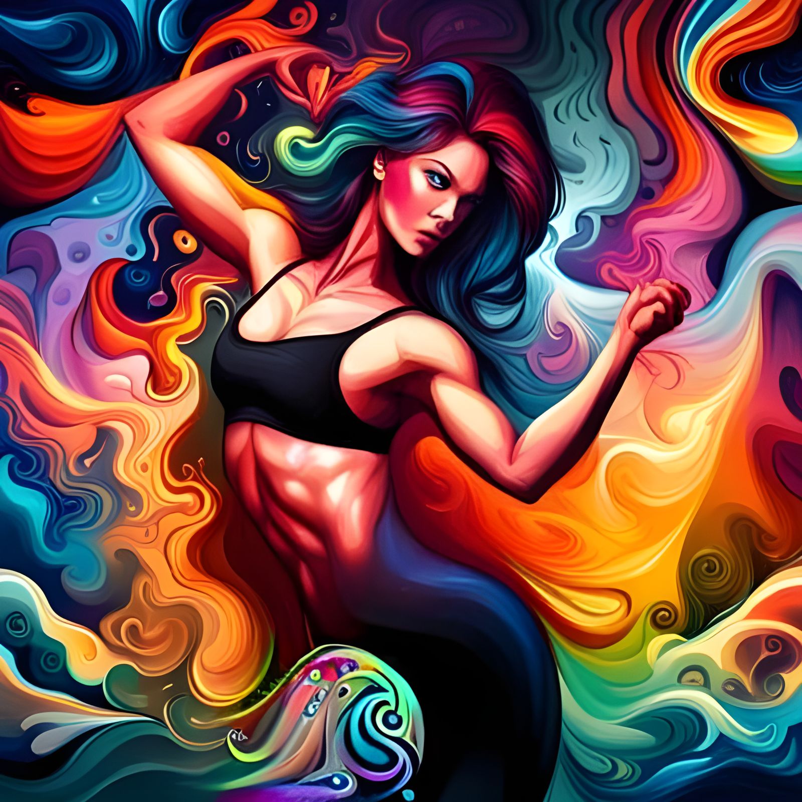 Energetic Dancer in Abstract Graffiti Art Style
