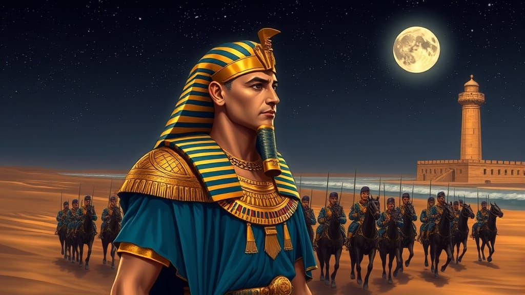 Ancient Egyptian Pharaoh in Grand Procession