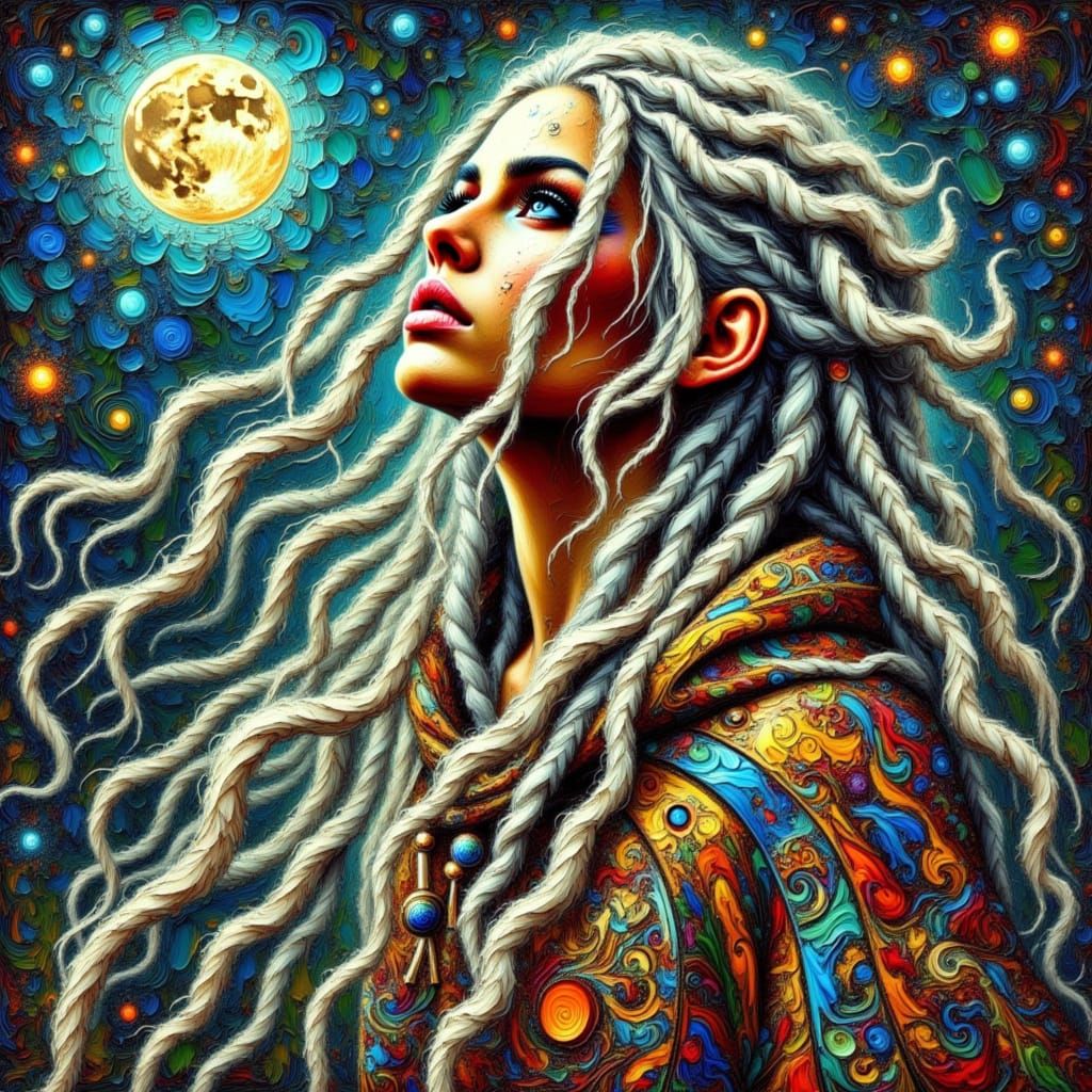 Tribal Goddess in Moonlit Forest