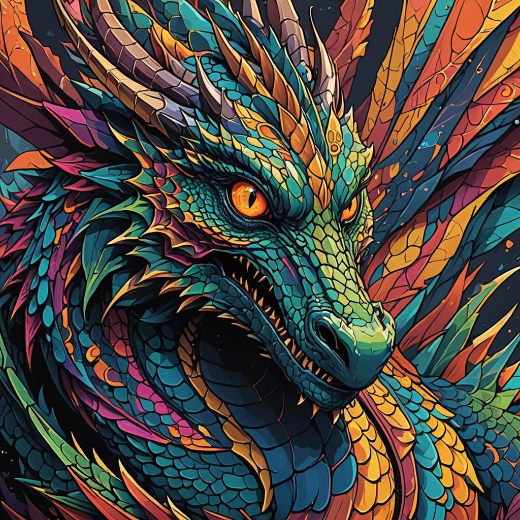 Wrathful Dragon with Empathetic Eyes in Vector Art