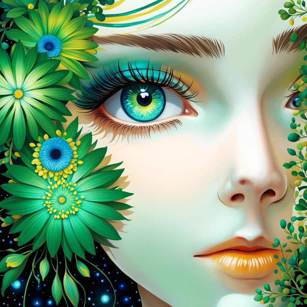 Young Woman Portrait in Gustav Klimt Style