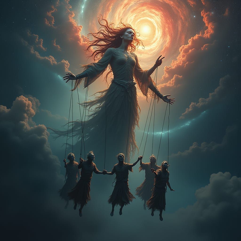 Cosmic Deity Controls Dark Sorcerers, Fantasy Concept Art