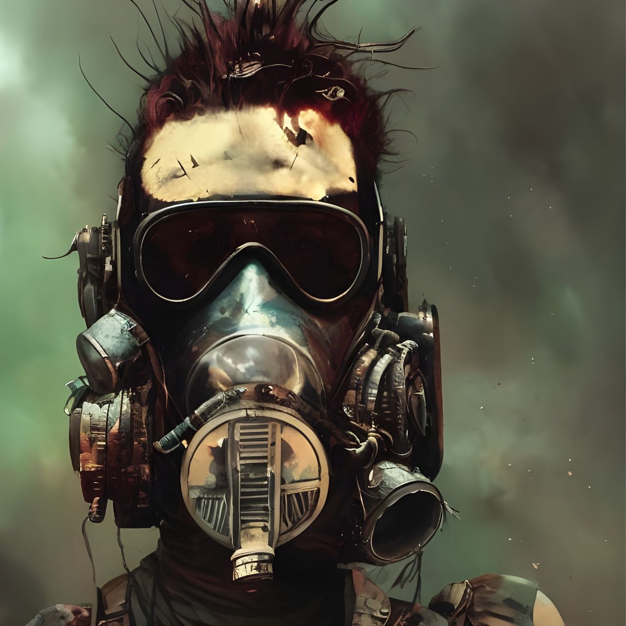 Post-Apocalyptic Punk Portrait in 1980s Style