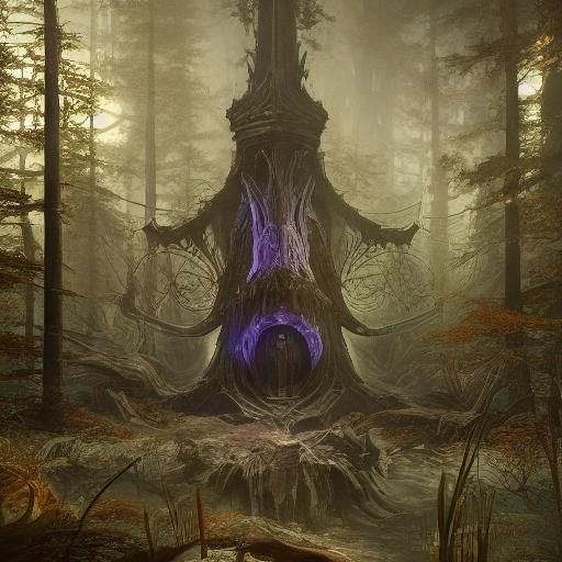 Mystical Shadow Beast in Dark Fantasy Forest