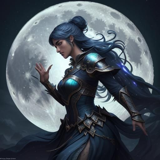 Full Moon with Luminous Musical Notes, Fantasy Art