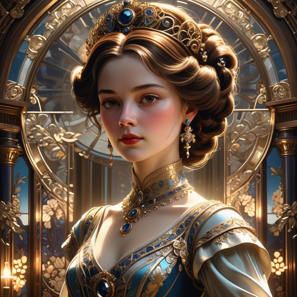 Beautiful Empress in 18th Century, Art Nouveau