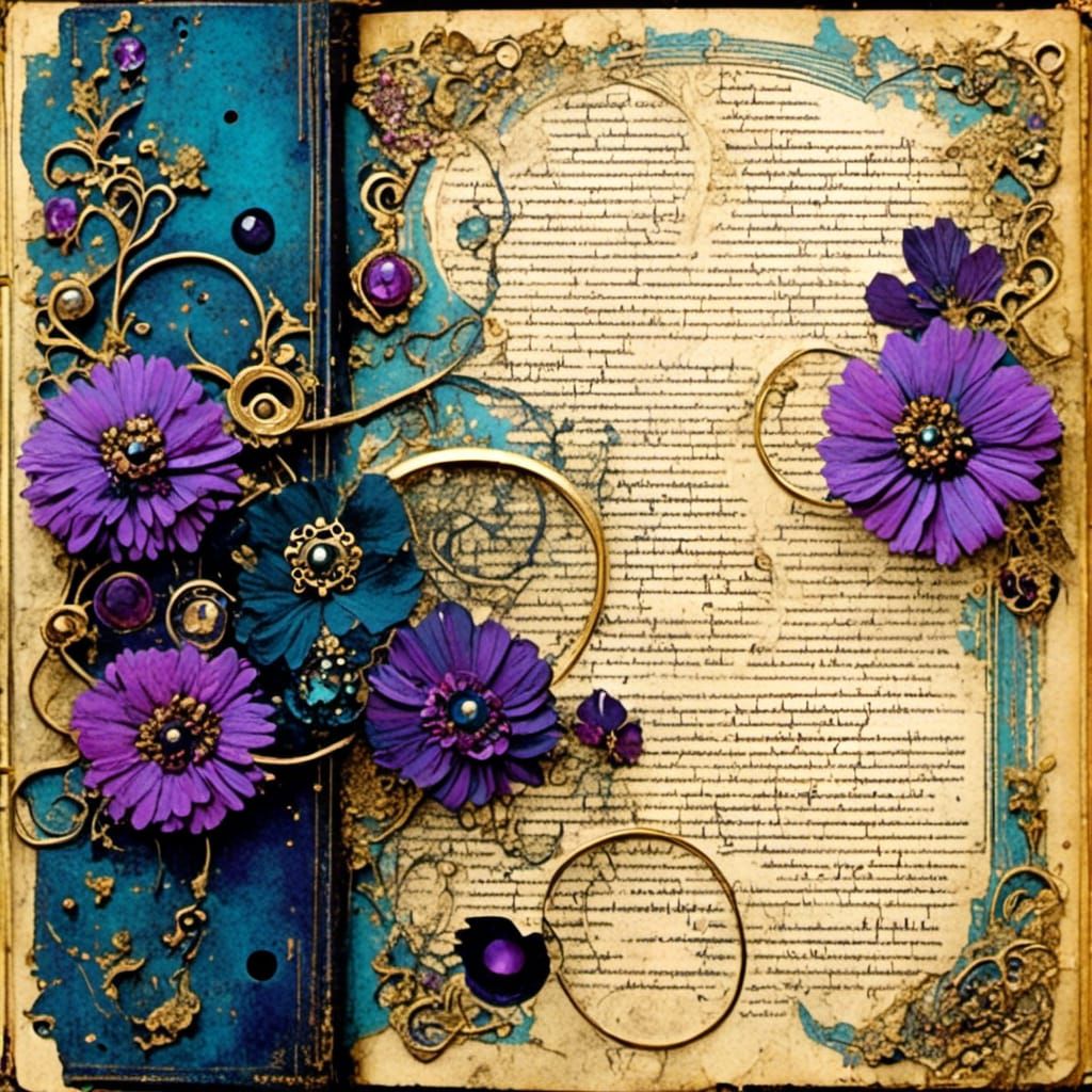 Distressed Vintage Journal Page in Art Nouveau Style